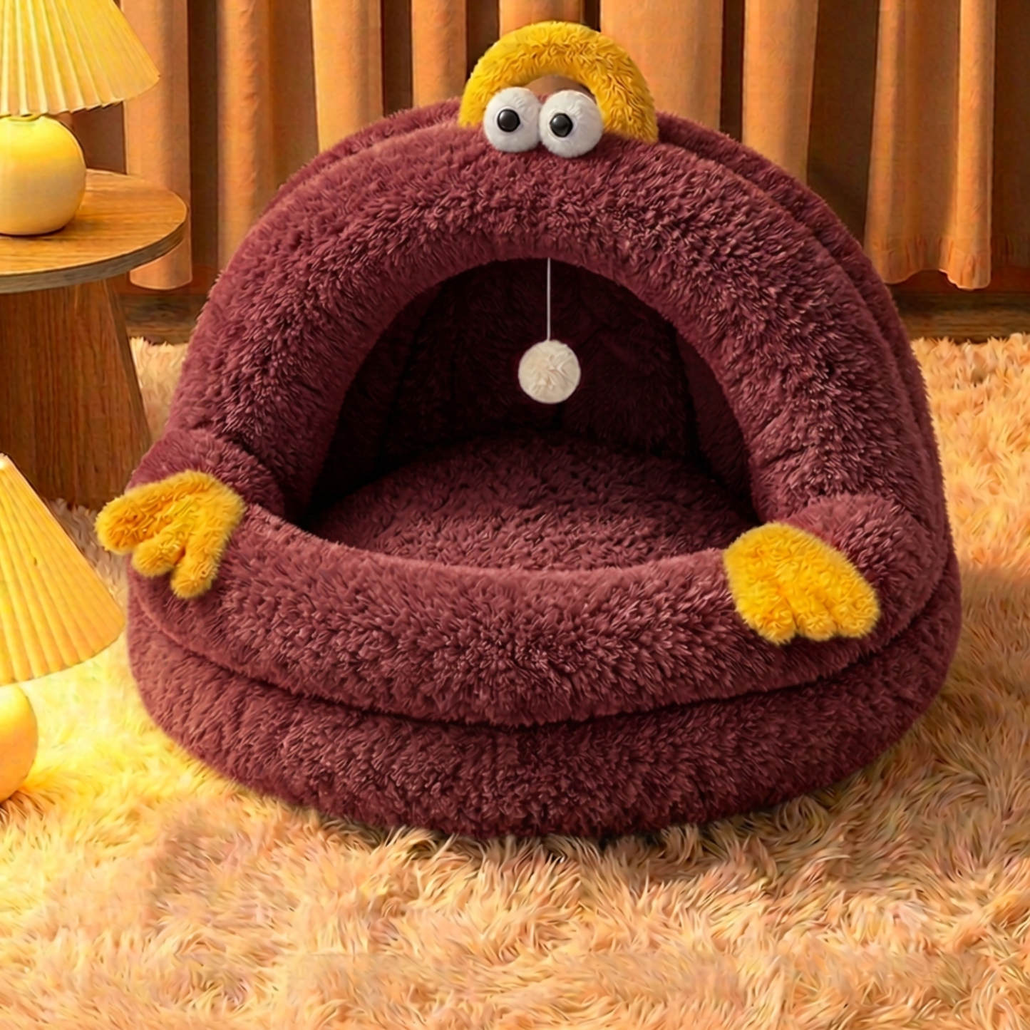 Four Seasons Universal Plush Warm Cat & Dog Cave Bed | Thickened Cozy Winter House for Cats, Puppies & Small Dogs