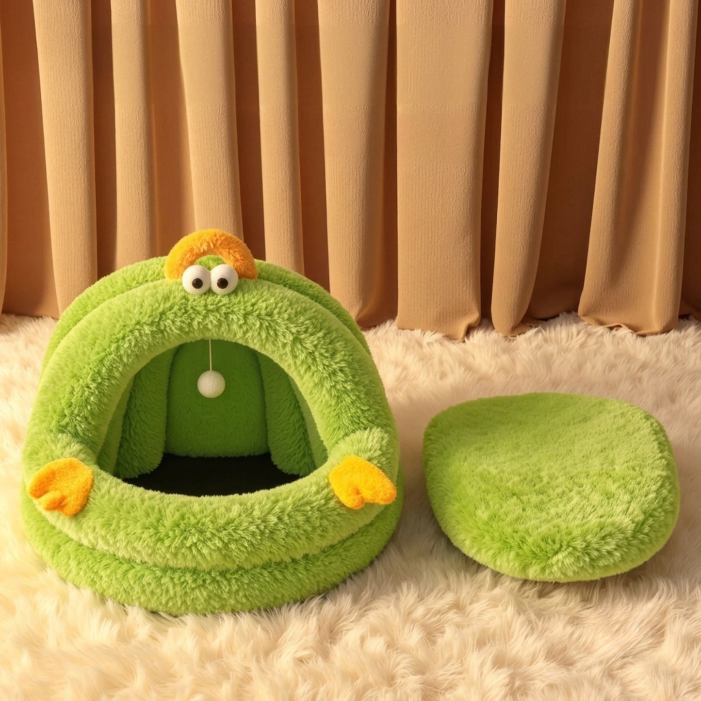 Four Seasons Universal Plush Warm Cat & Dog Cave Bed | Thickened Cozy Winter House for Cats, Puppies & Small Dogs