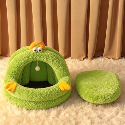 Four Seasons Universal Plush Warm Cat & Dog Cave Bed | Thickened Cozy Winter House for Cats, Puppies & Small Dogs