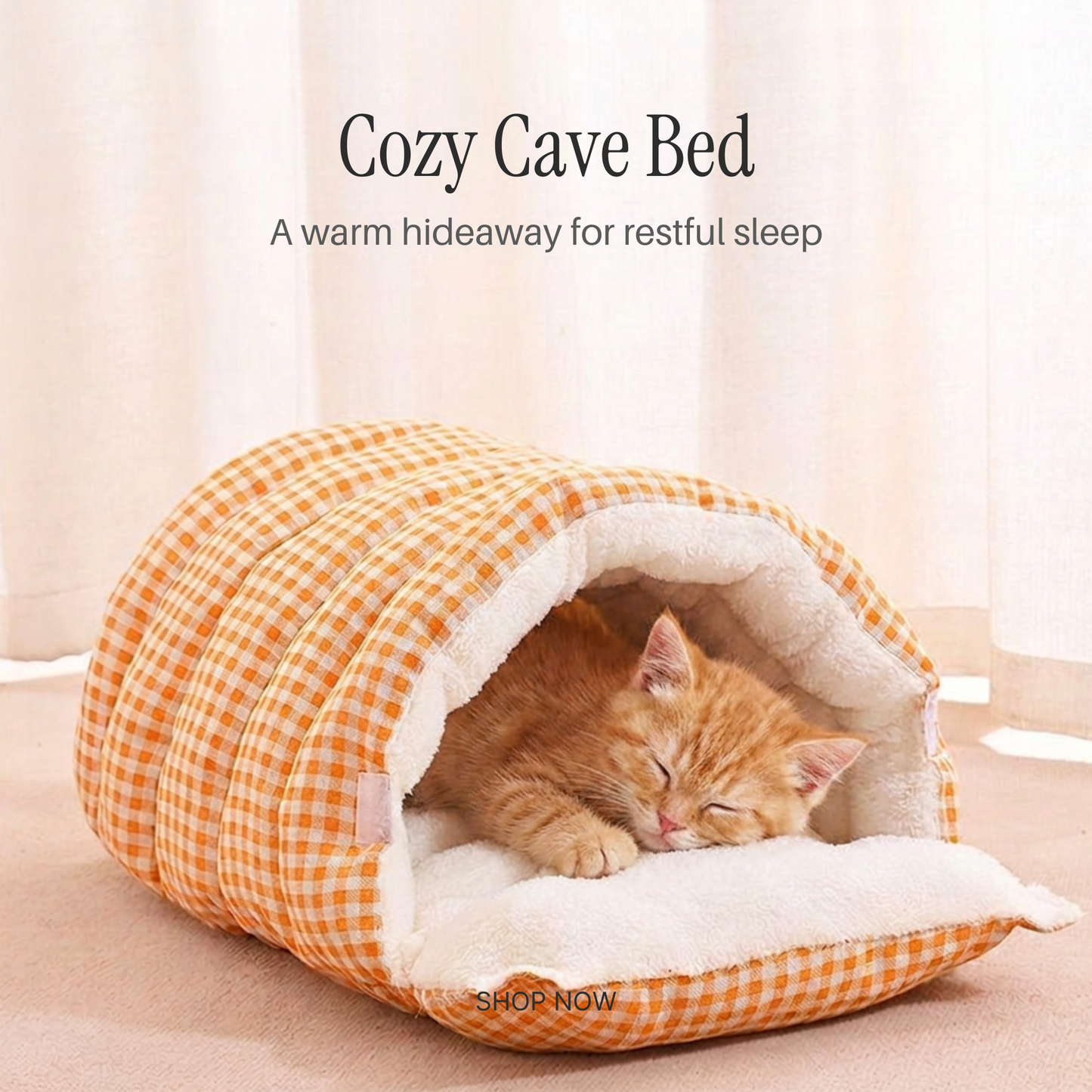 Classic Cozy Cave Cat & Dog Bed | Ultra Soft Warm Plush Sleeping Nest for Cats, Puppies & Small Dogs
