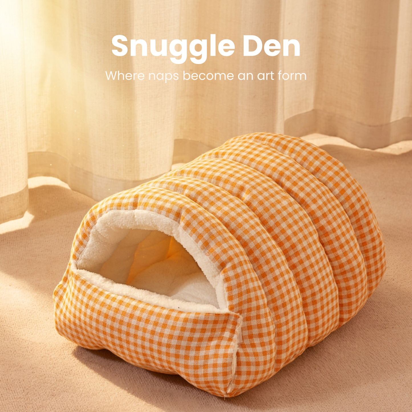 Classic Cozy Cave Cat & Dog Bed | Ultra Soft Warm Plush Sleeping Nest for Cats, Puppies & Small Dogs