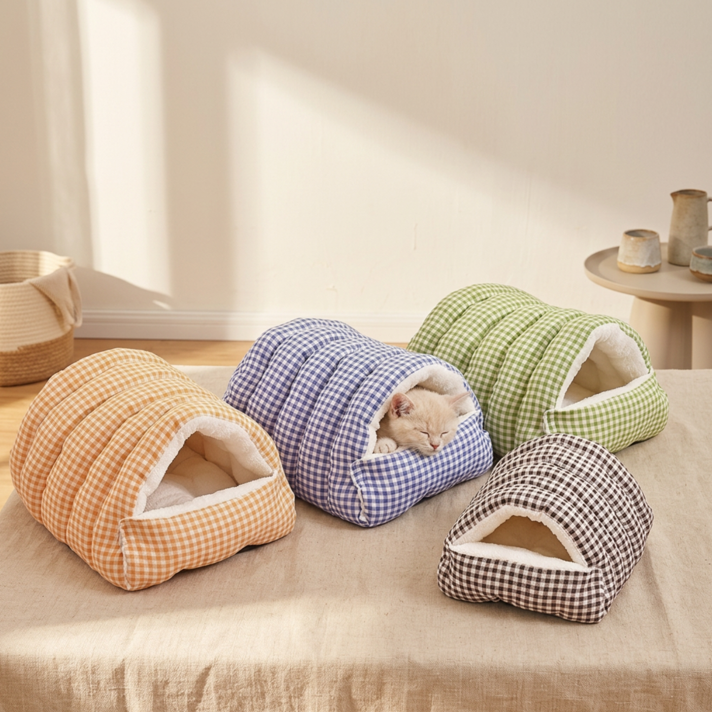 Classic Cozy Cave Cat & Dog Bed | Ultra Soft Warm Plush Sleeping Nest for Cats, Puppies & Small Dogs
