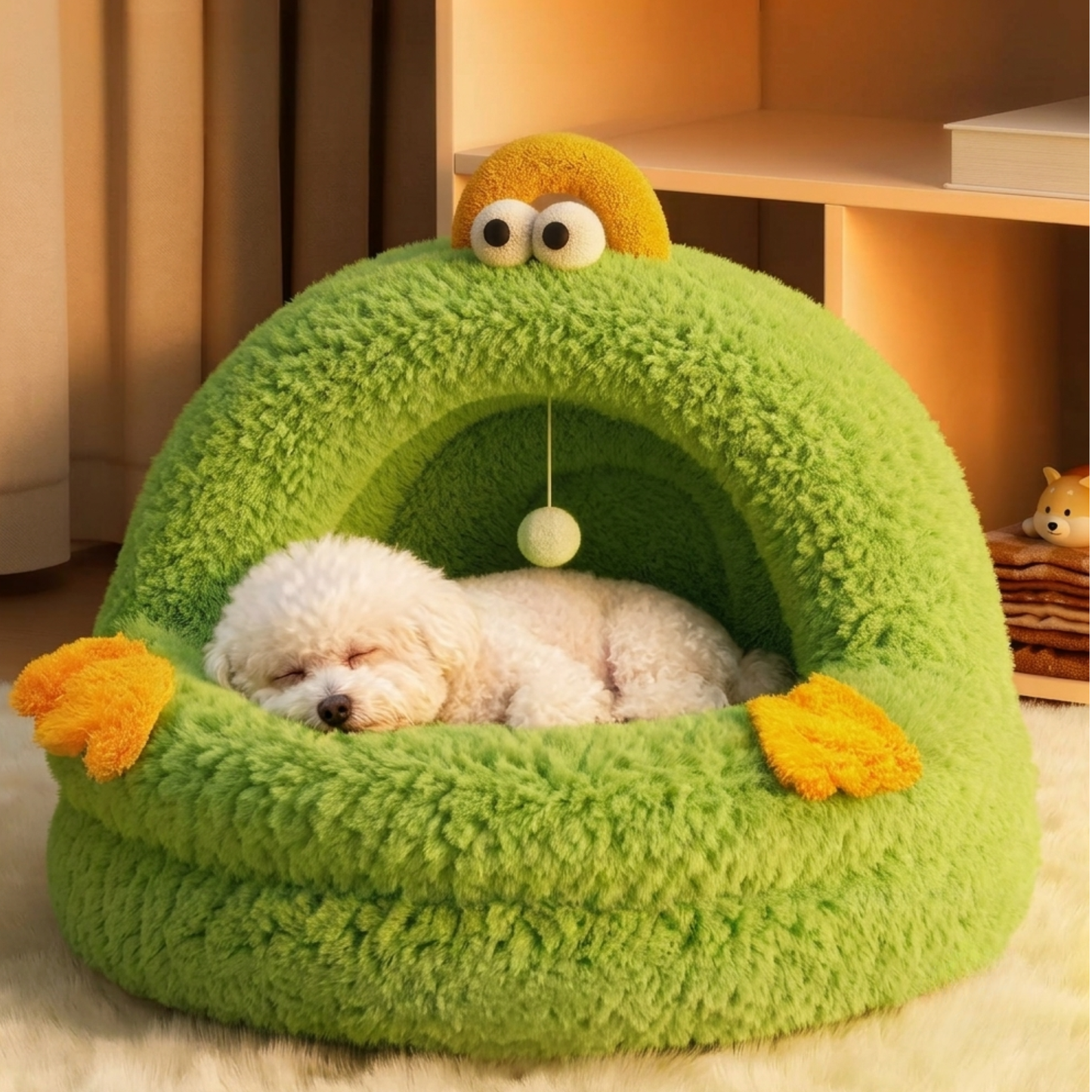 Four Seasons Universal Plush Warm Cat & Dog Cave Bed | Thickened Cozy Winter House for Cats, Puppies & Small Dogs
