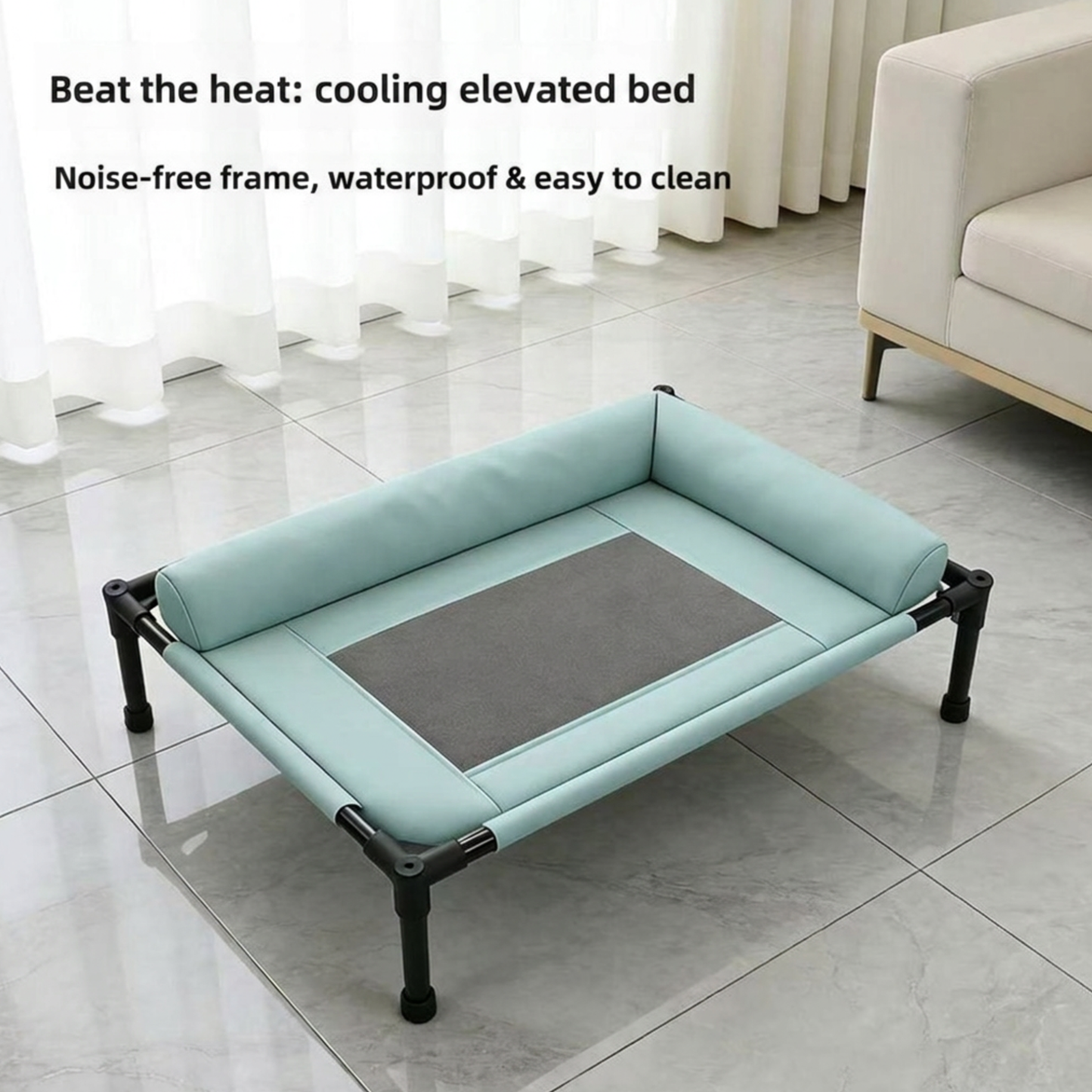 Premium Elevated Cooling Dog & Cat Bed | Waterproof Breathable Raised Pet Cot with Washable Mesh