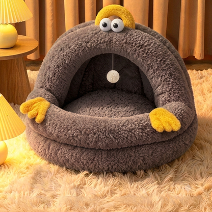 Four Seasons Universal Plush Warm Cat & Dog Cave Bed | Thickened Cozy Winter House for Cats, Puppies & Small Dogs