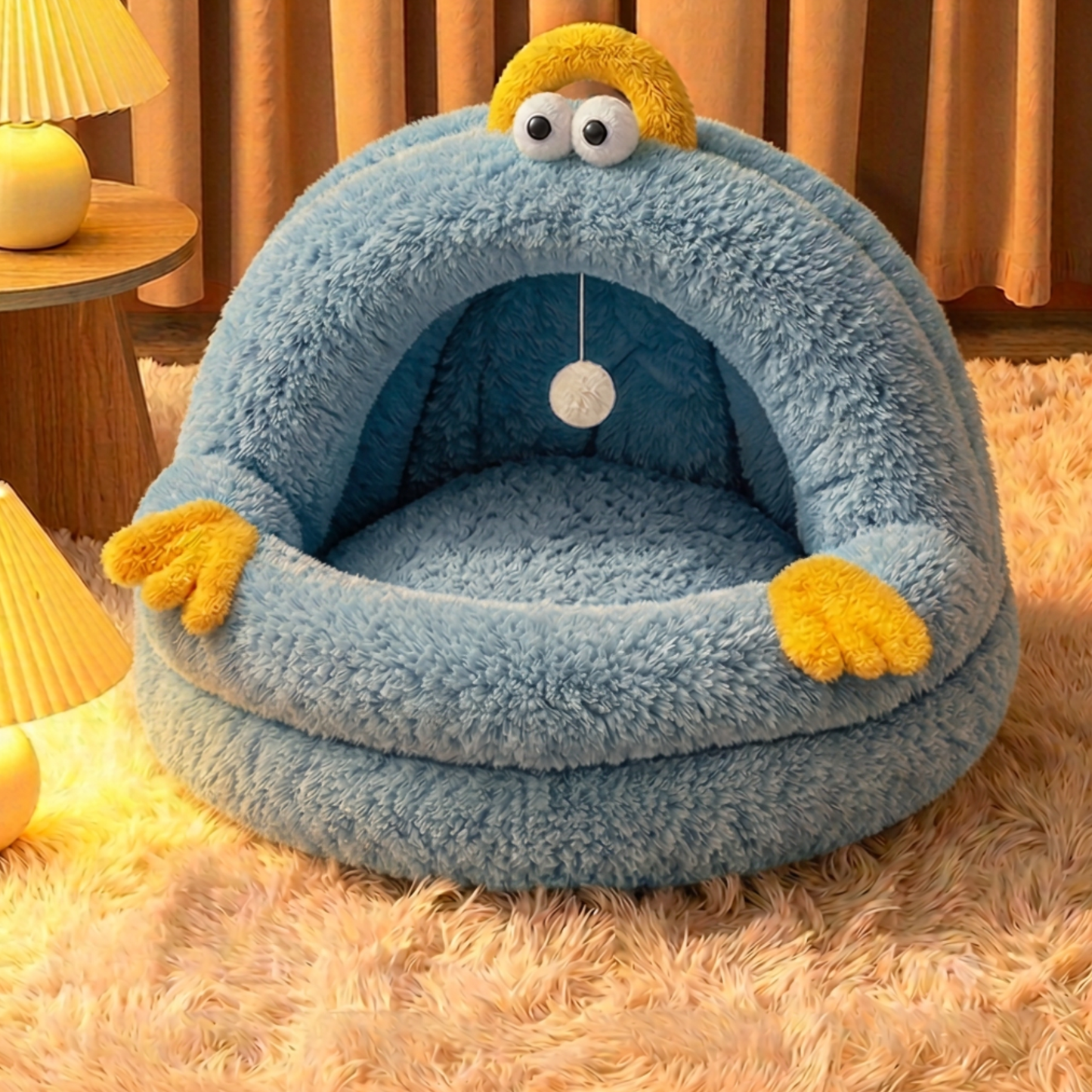 Four Seasons Universal Plush Warm Cat & Dog Cave Bed | Thickened Cozy Winter House for Cats, Puppies & Small Dogs