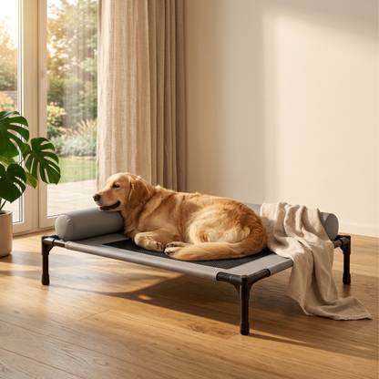 Premium Elevated Cooling Dog & Cat Bed | Waterproof Breathable Raised Pet Cot with Washable Mesh