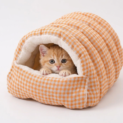 Classic Cozy Cave Cat & Dog Bed | Ultra Soft Warm Plush Sleeping Nest for Cats, Puppies & Small Dogs