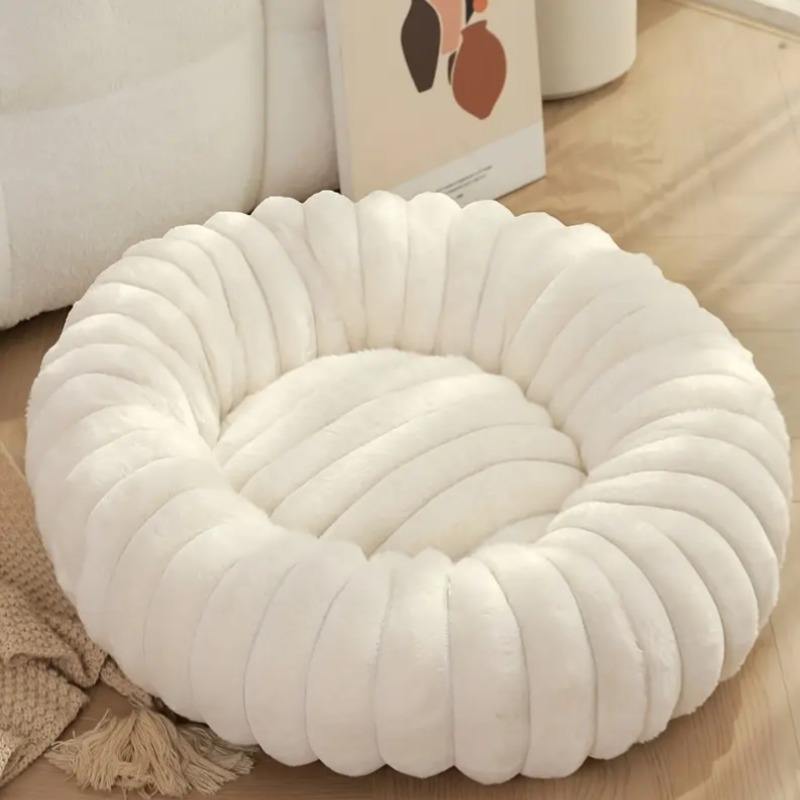 Premium Round Rabbit Fur Pet Bed – Ultra Soft Luxury Donut Shape